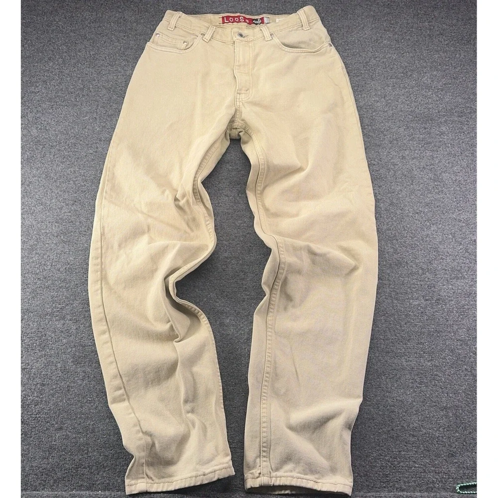 Vintage Levis Silver Tab Jeans Mens 32x34 Loose Fit Skater Denim 1995 Beige EUC